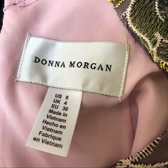 Donna Morgan Embroidered Tulle V-Neck A-Line Dress - Picture 4 of 9